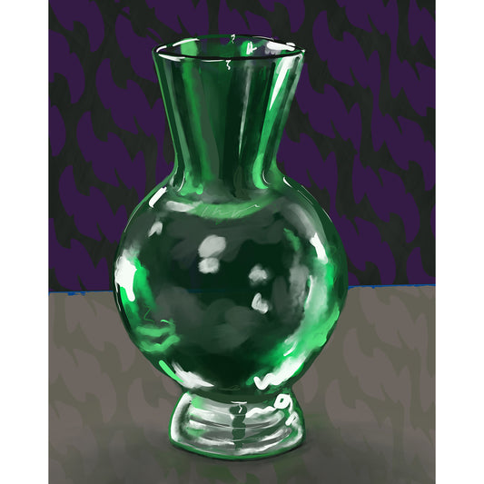 Green Vase, Purple Wallpaper